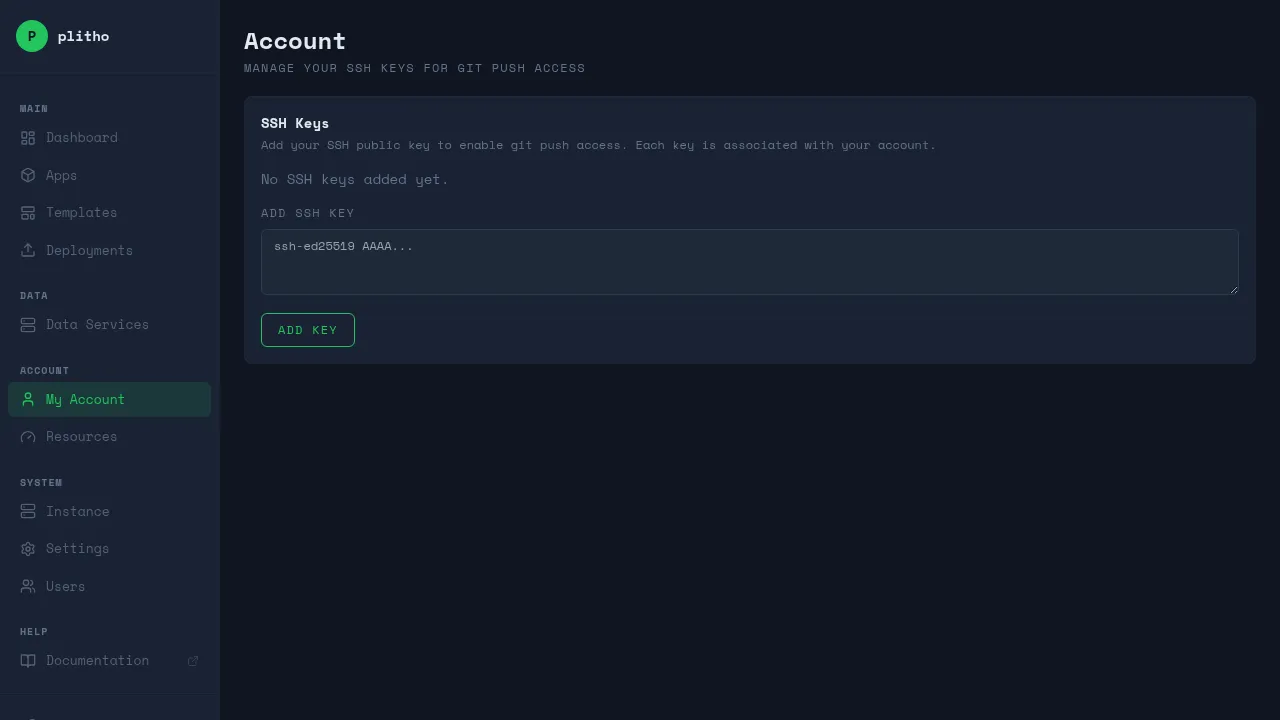 Account page