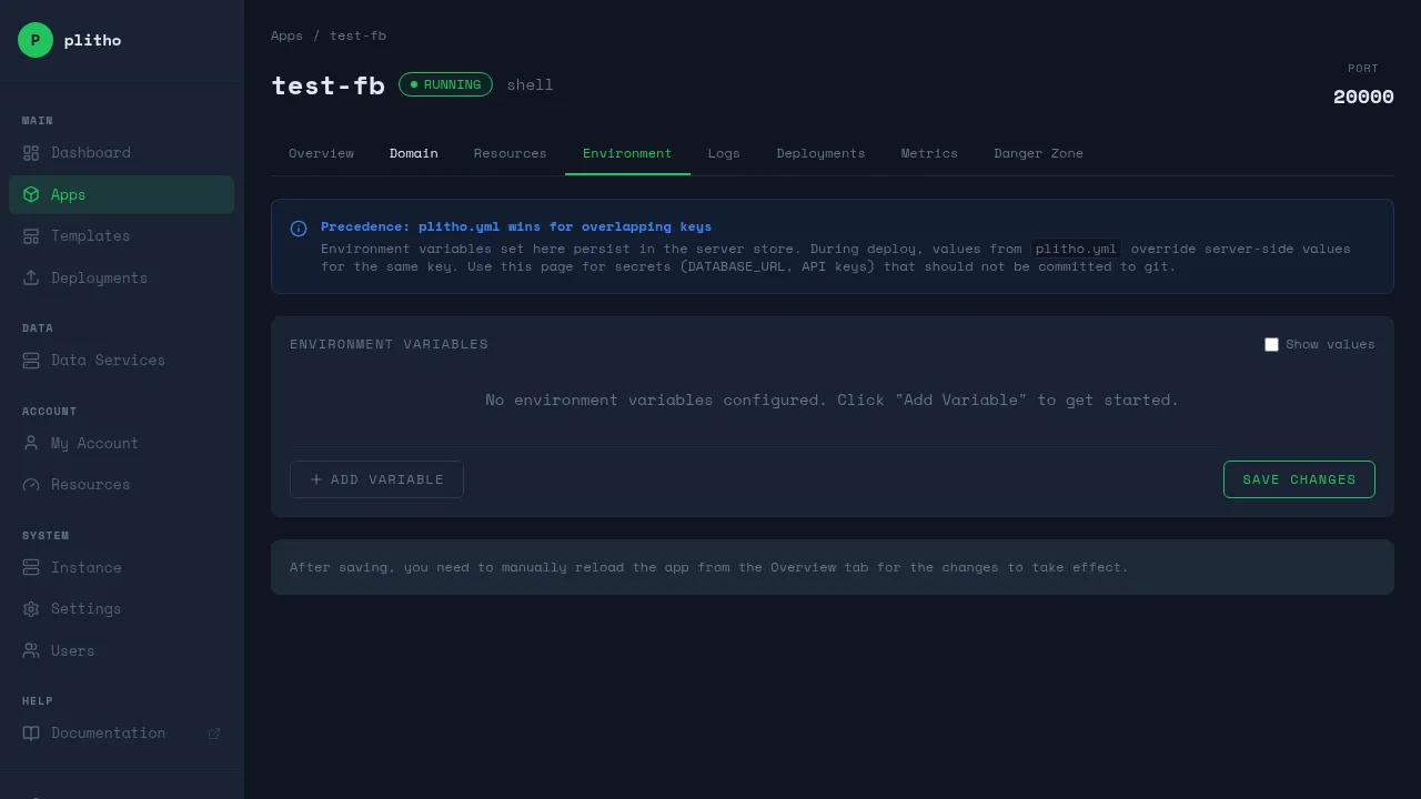 Environment variables