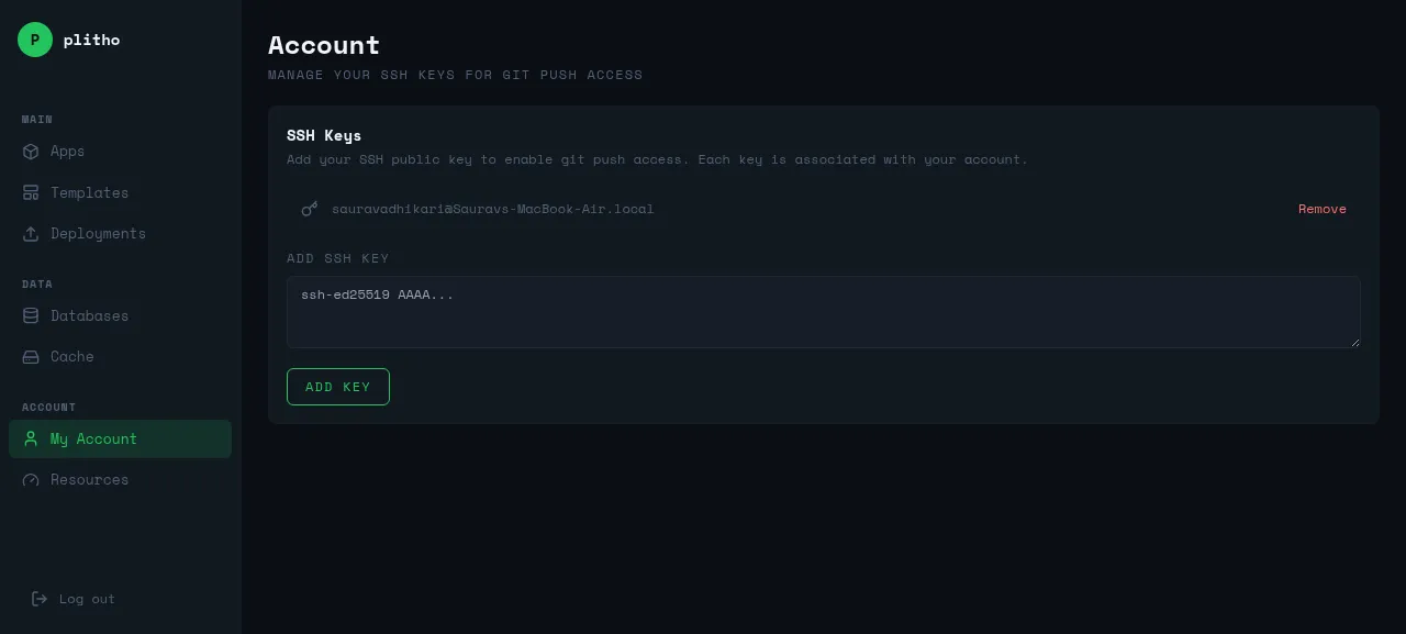 Account page