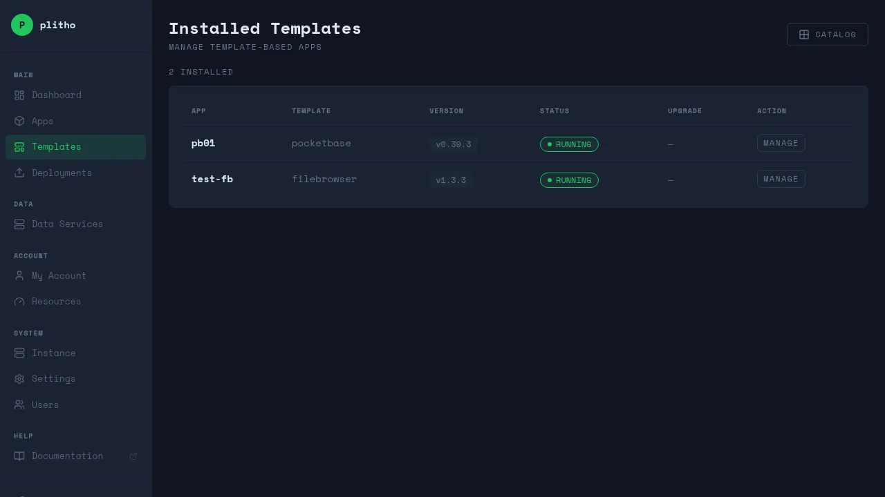 Installed templates